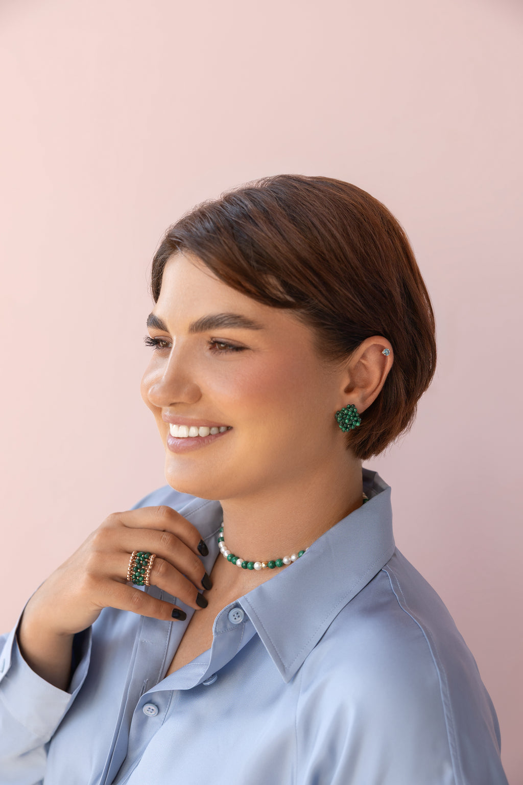 925 sterling silver malachite earrings Le Rhombe