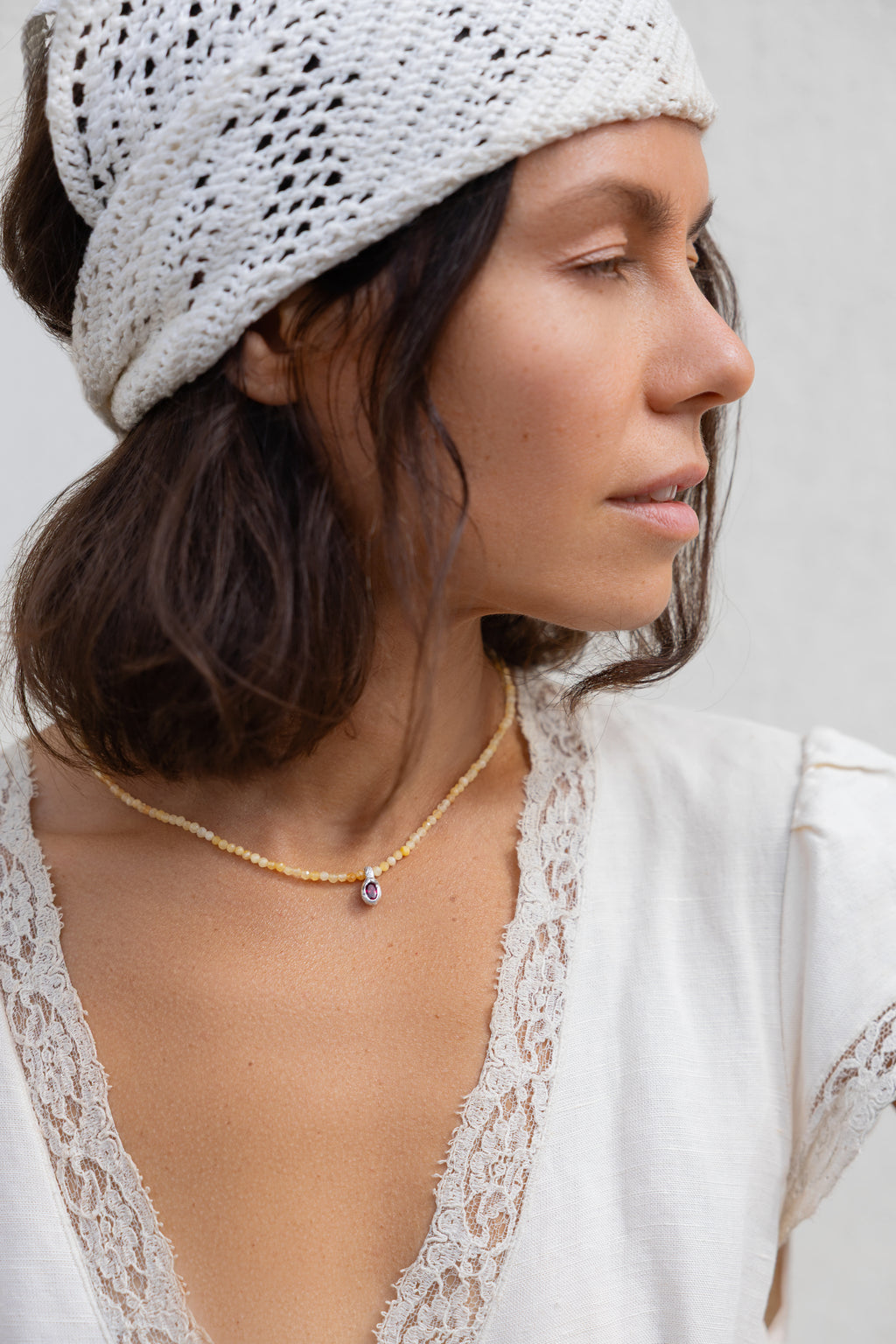 925 sterling silver citrine, garnet necklace L'Automne