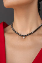 925 sterling silver hematite necklace Cube Pendant