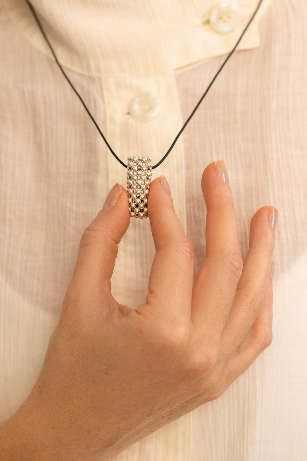 Kaklarota Talisman Pendant - 925 sudrabs, āda