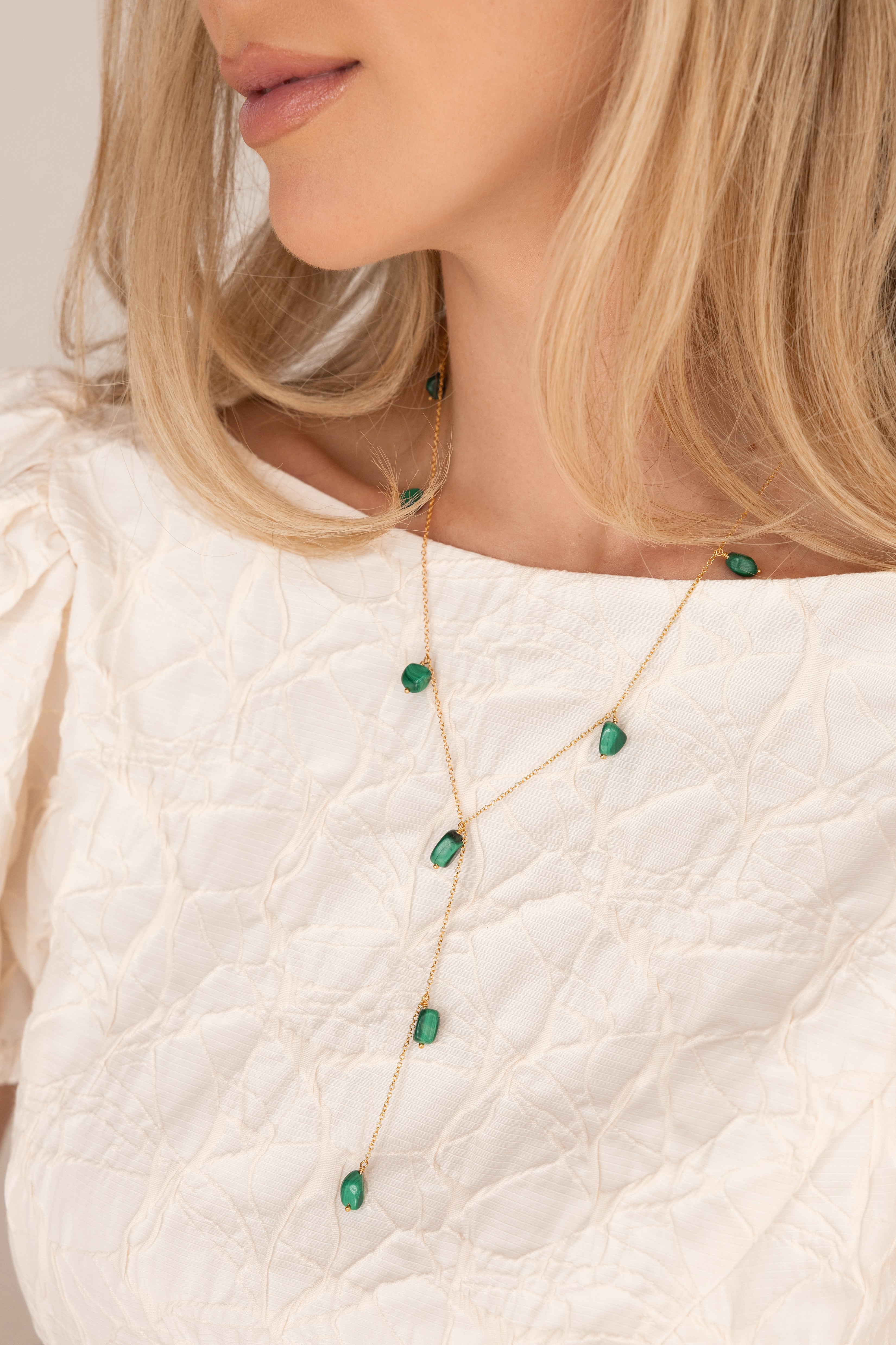 Gold-filled malachite necklace Muguet