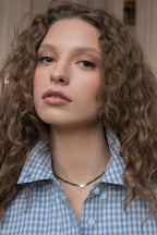925 sterling silver malachite necklace Cœur Aimant