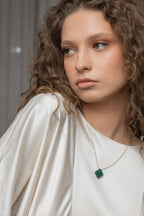Gold-filled malachite necklace Le Rhombe