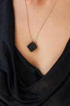 925 sterling silver black spinel necklace Le Rhombe