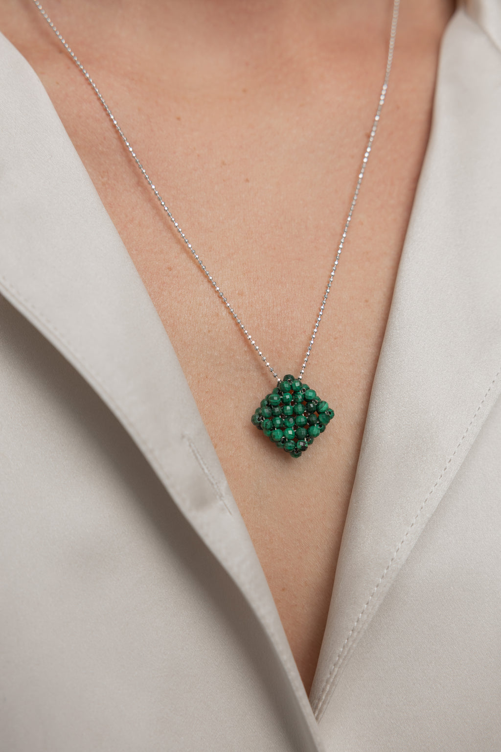 925 sterling silver malachite necklace Le Rhombe