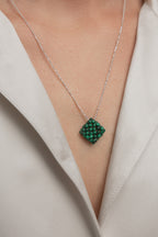 925 sterling silver malachite necklace Le Rhombe