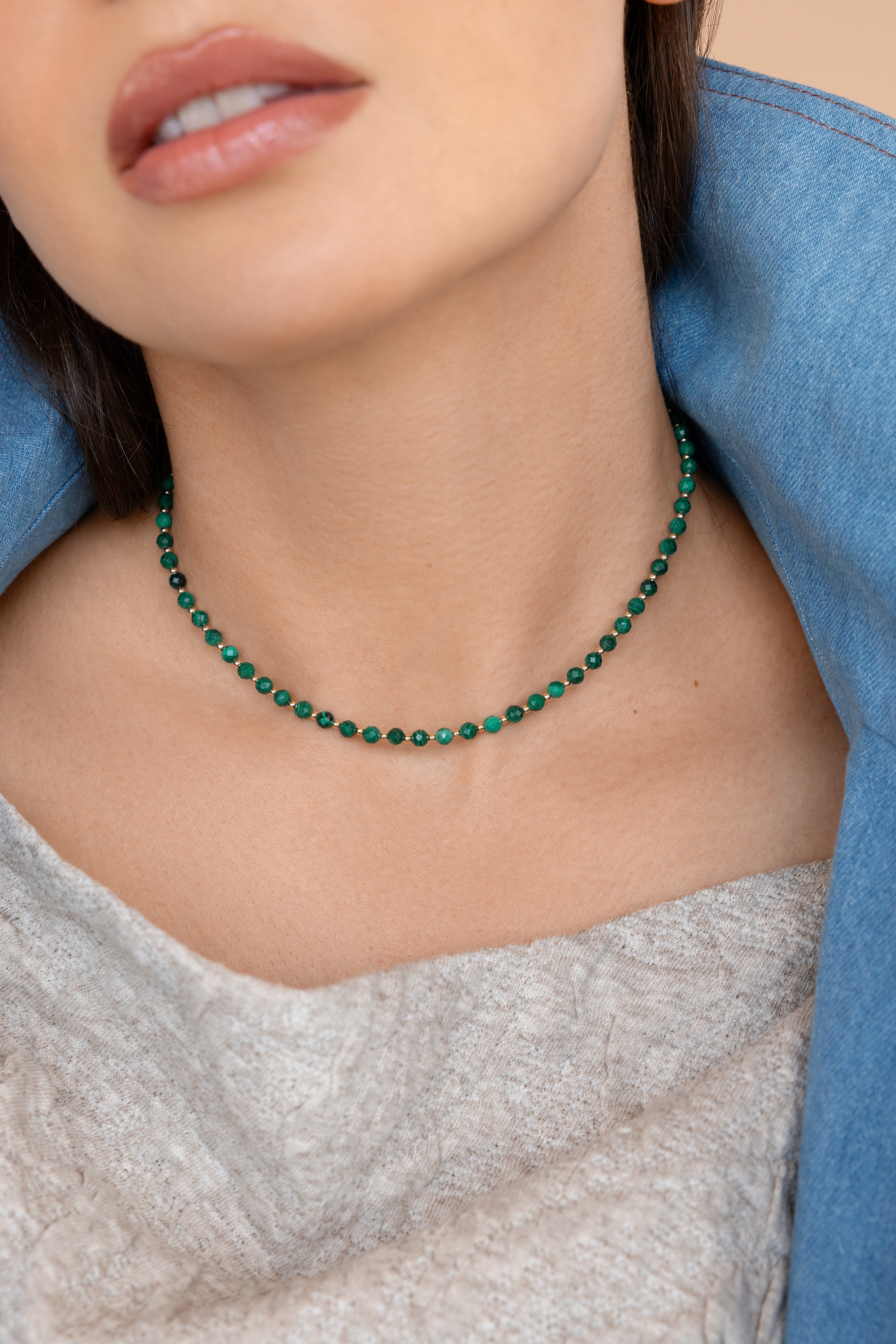 Gold-filled malachite choker Alternance