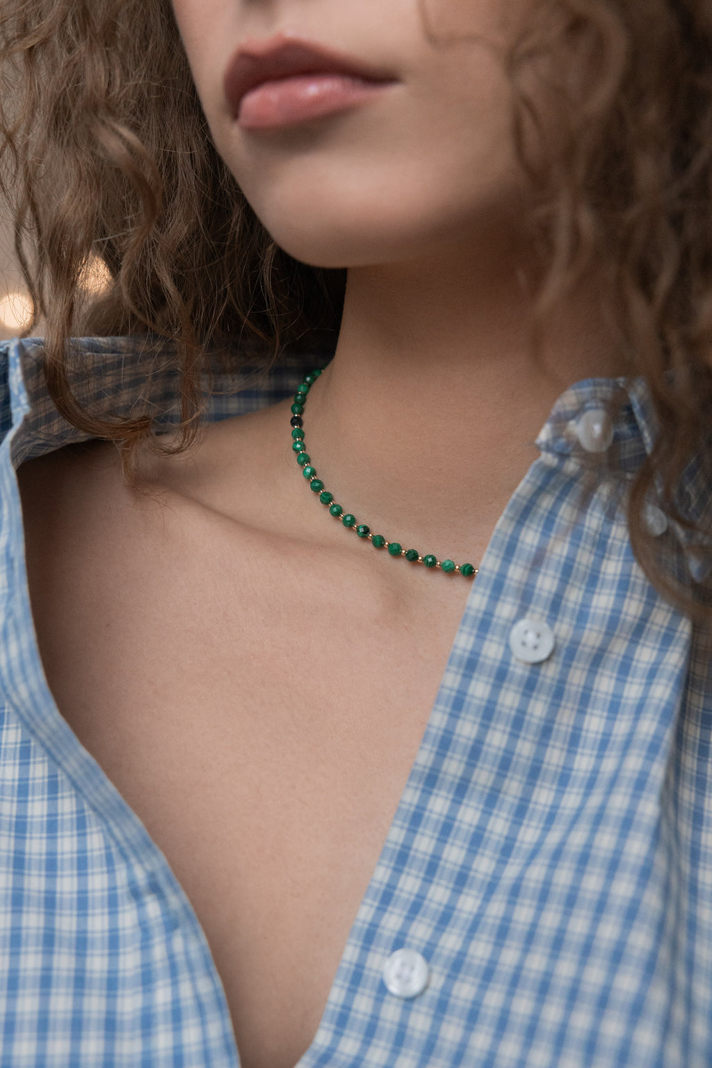 Gold-filled malachite choker Alternance