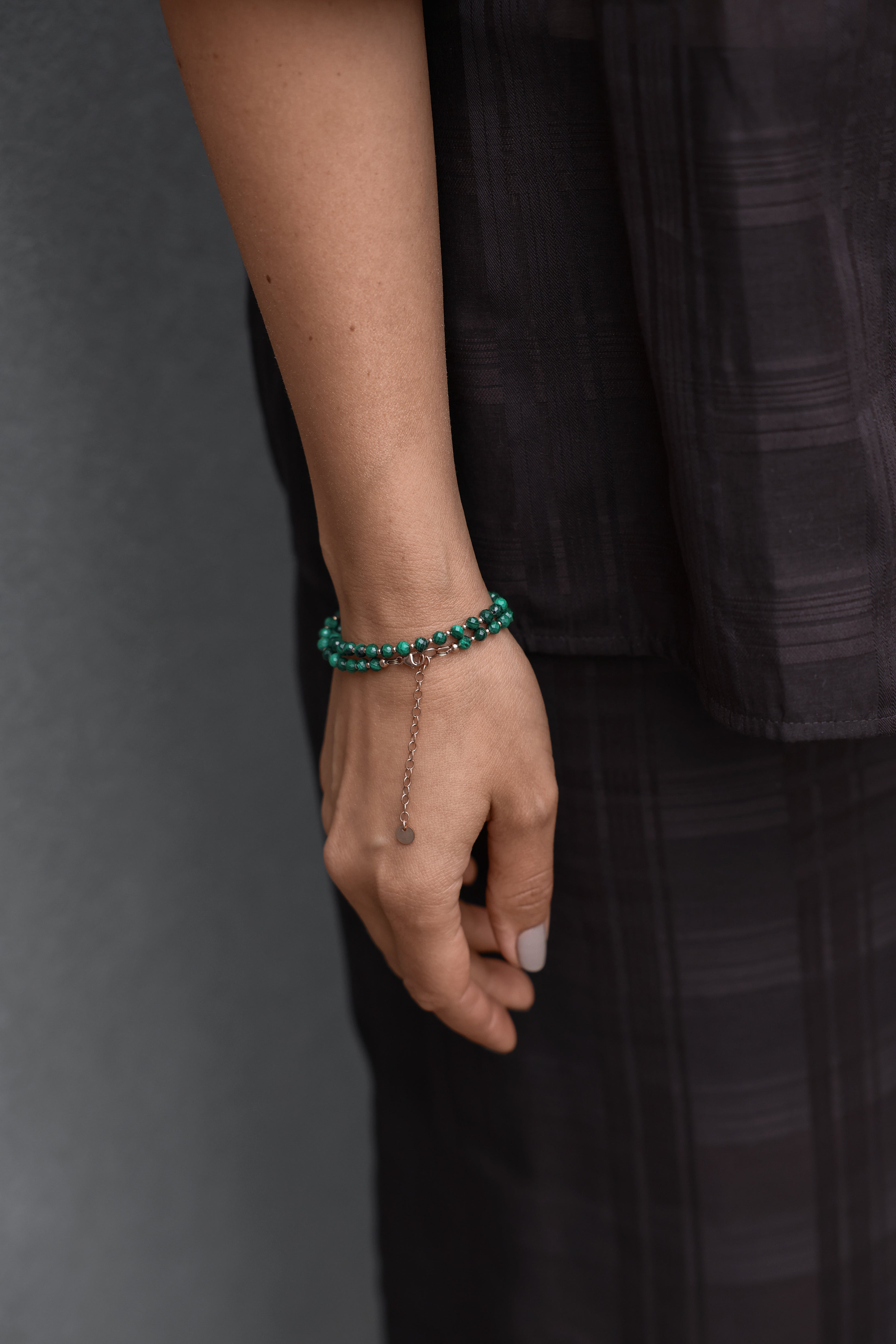 Rose gold-filled malachite choker Alternance
