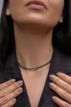 Rose gold-filled malachite choker Alternance