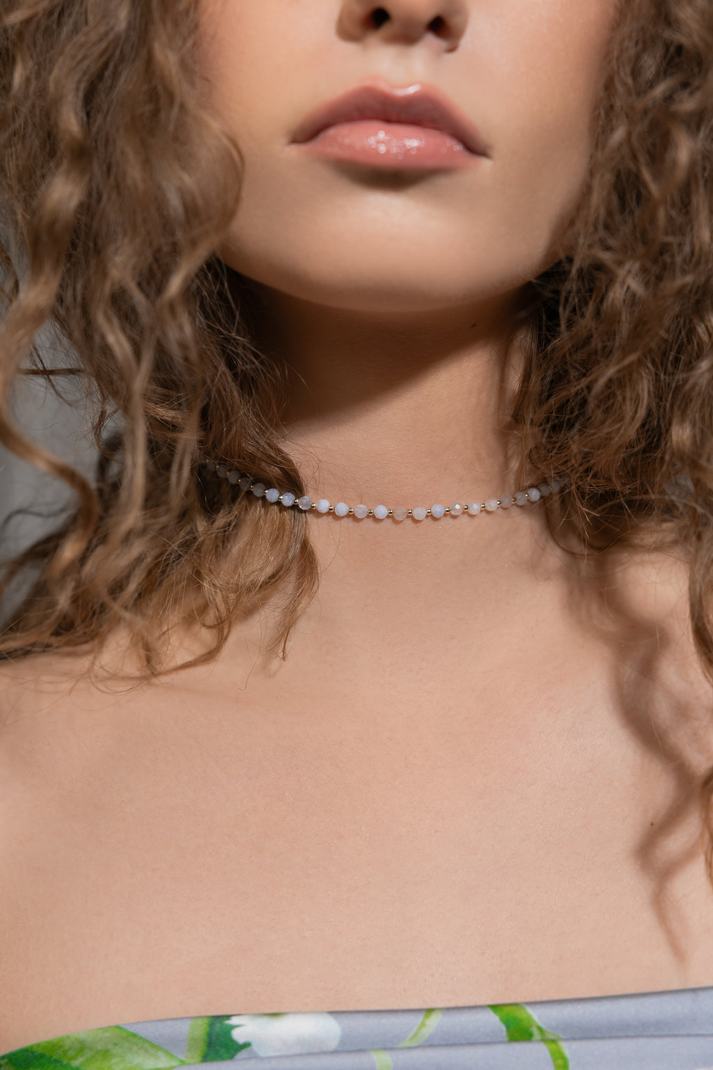 925 sterling silver blue lace agate choker Alternance