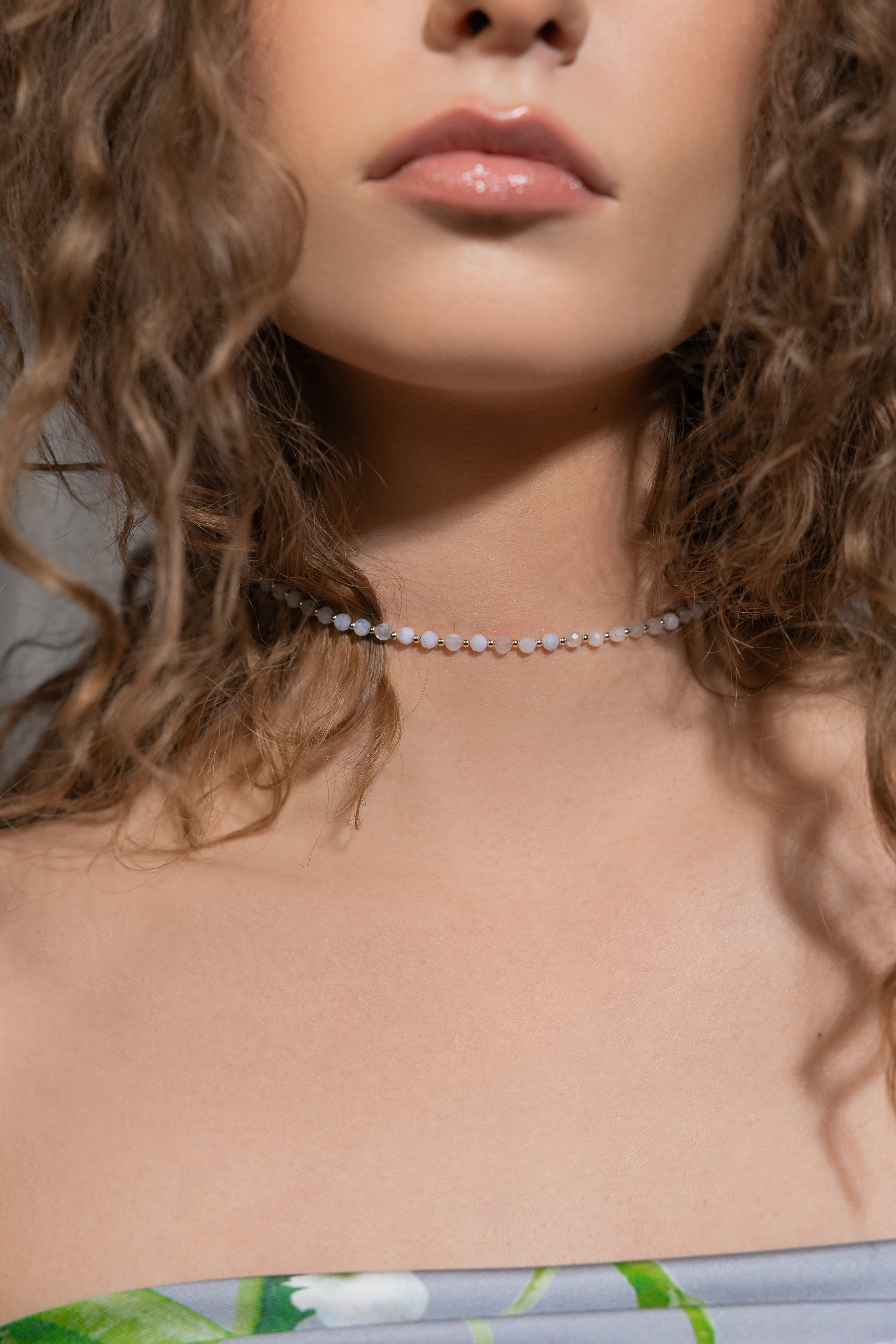 925 sterling silver blue lace agate choker Alternance