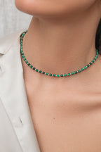 925 sterling silver malachite choker Alternance