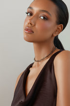 Gold-filled smoky quartz choker Alternance