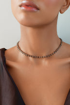 Gold-filled smoky quartz choker Alternance