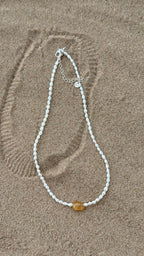 925 sterling silver white freshwater pearl, citrine choker Milieu