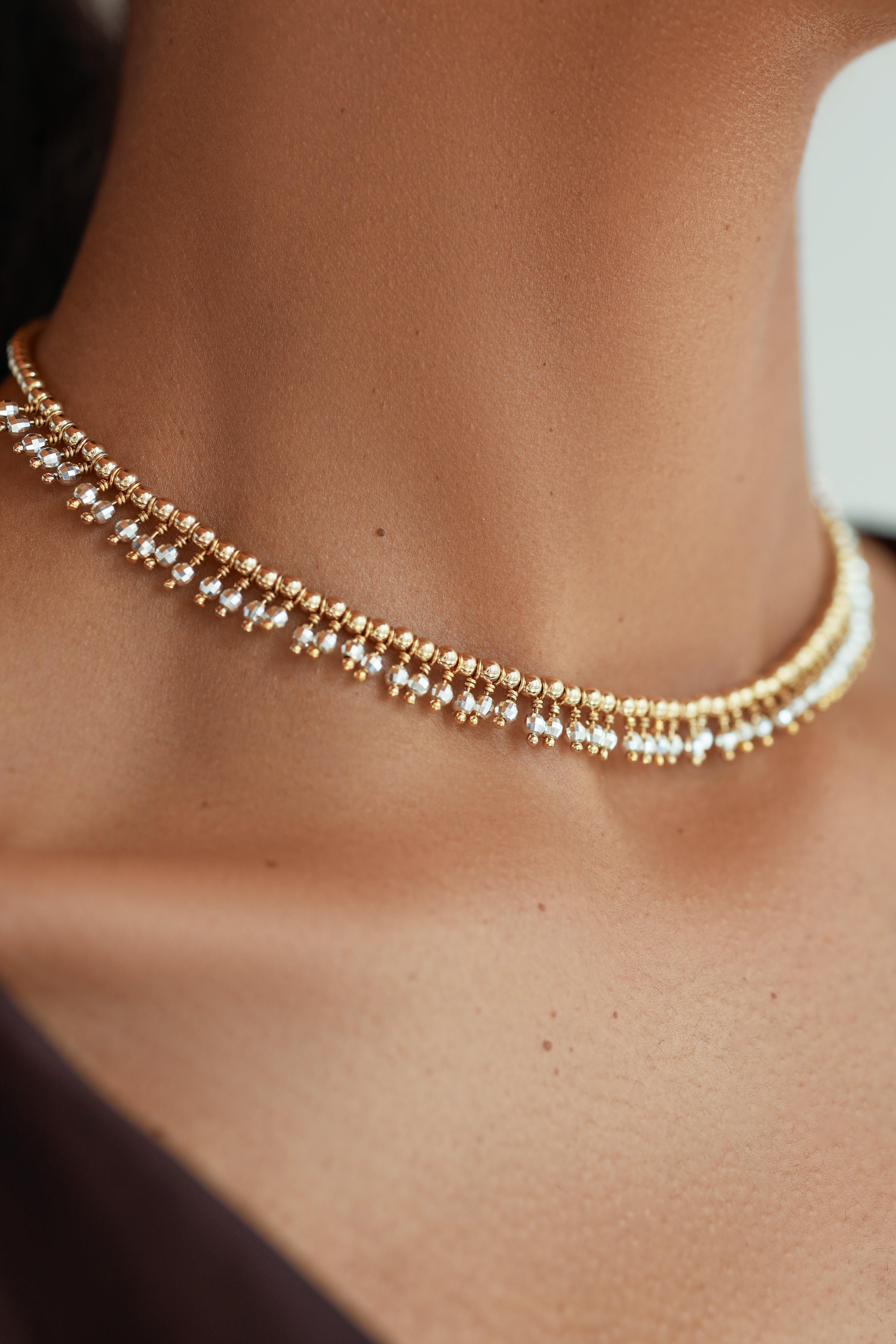 Gold-filled and 925 sterling silver choker La Bague Nano