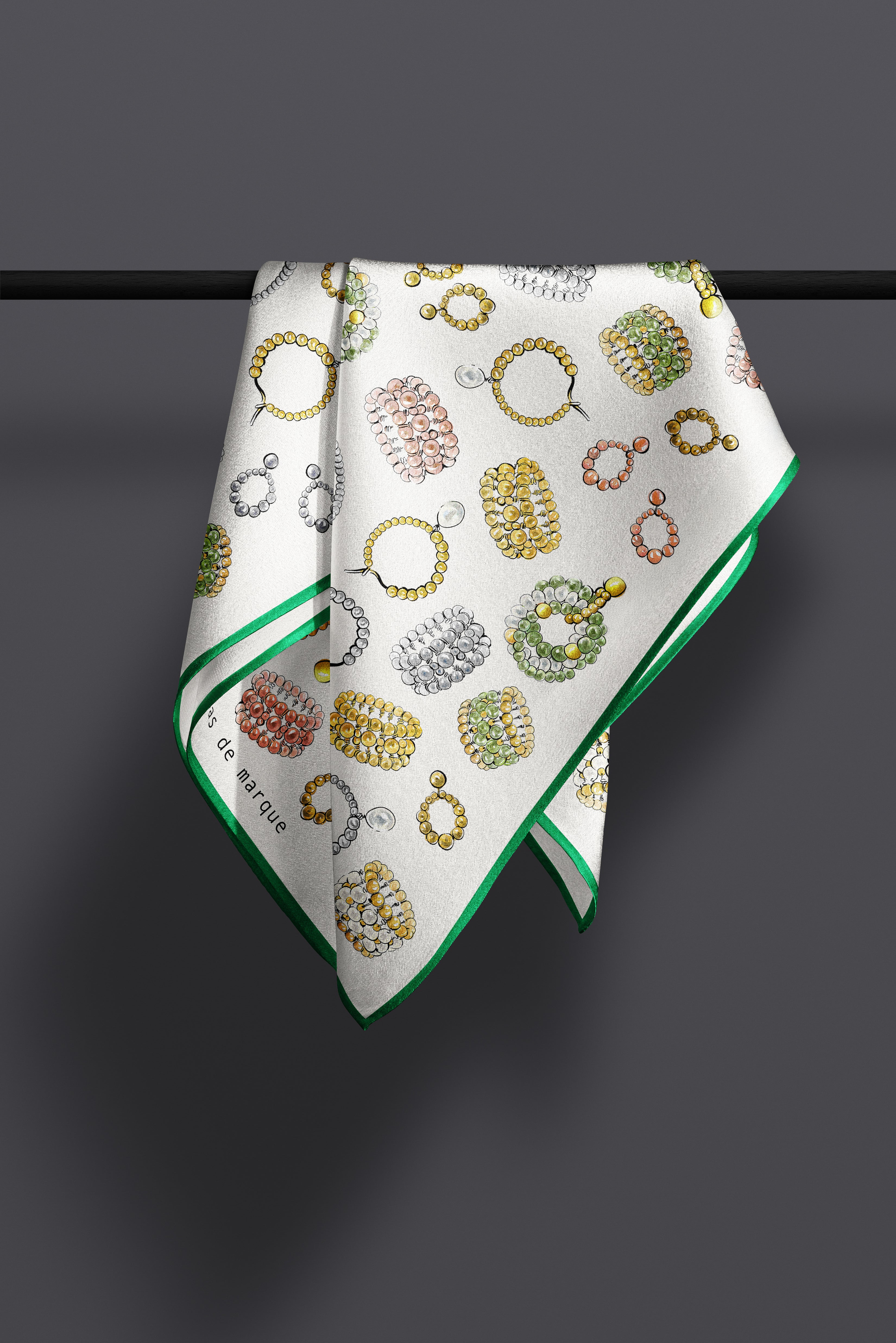 Ivory square silk Scarf Trésor - medium