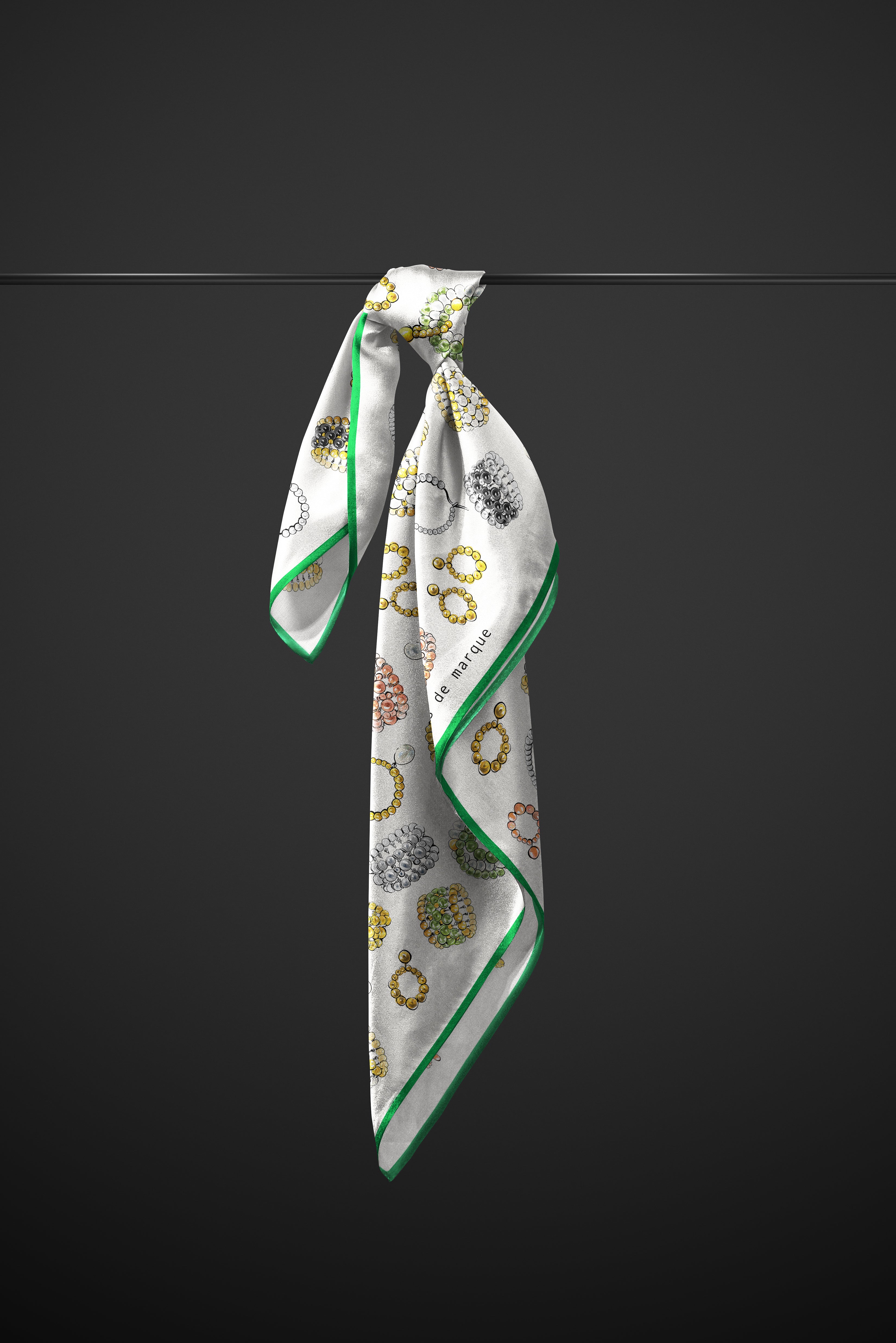 Ivory square silk Scarf Trésor - medium