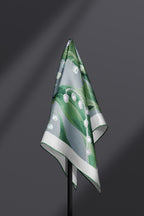 Grey square silk scarf Muguet - small