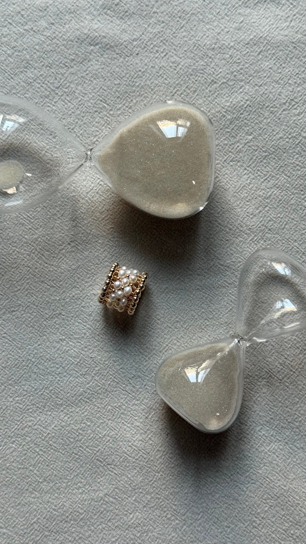 Gredzens La Bague - apzeltījums gold-filled, baltas upes pērles