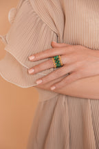 Gredzens La Bague - apzeltījums gold-filled, malahīts