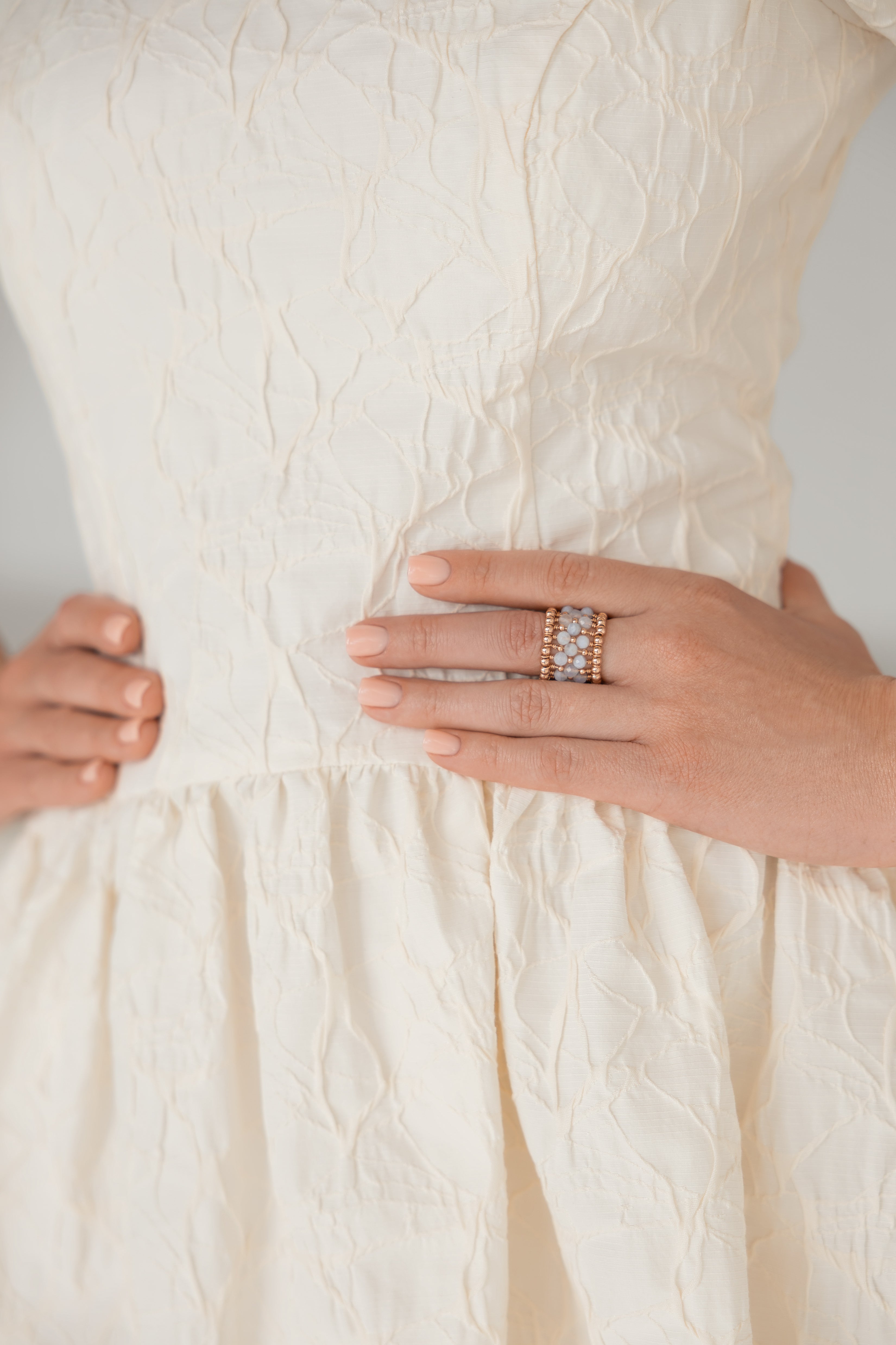 Gredzens La Bague - rozā apzeltījums gold-filled, zils ahāts