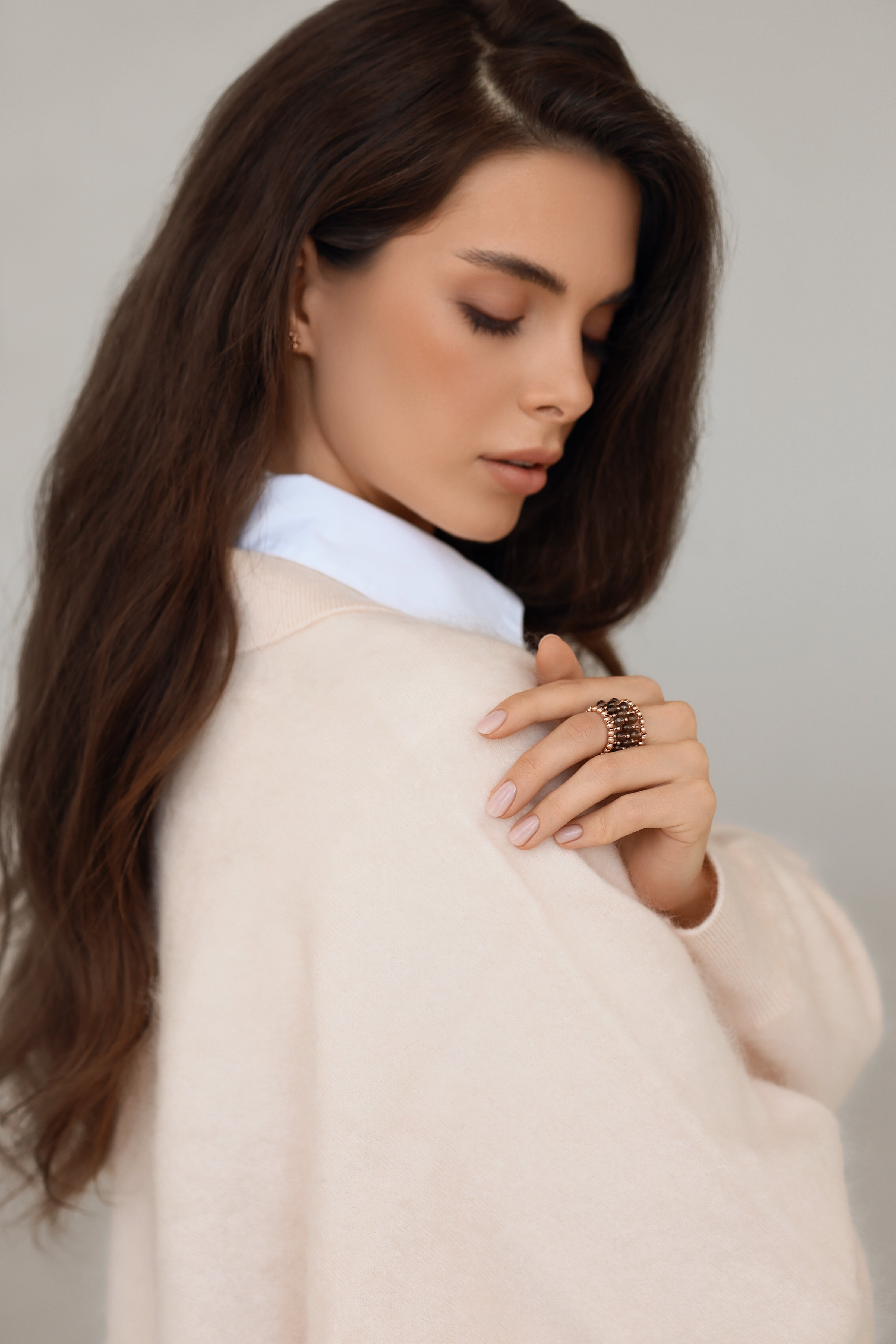 Rose gold-filled smoky quartz ring La Bague