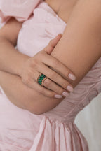 Gredzens La Bague - rozā apzeltījums gold-filled, malahīts