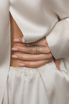Gold-filled blue lace agate ring La Bague Duo