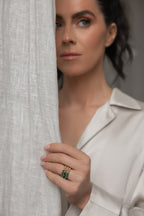 Gold-filled malachite ring La Bague Duo