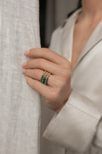 Gold-filled malachite ring La Bague Duo