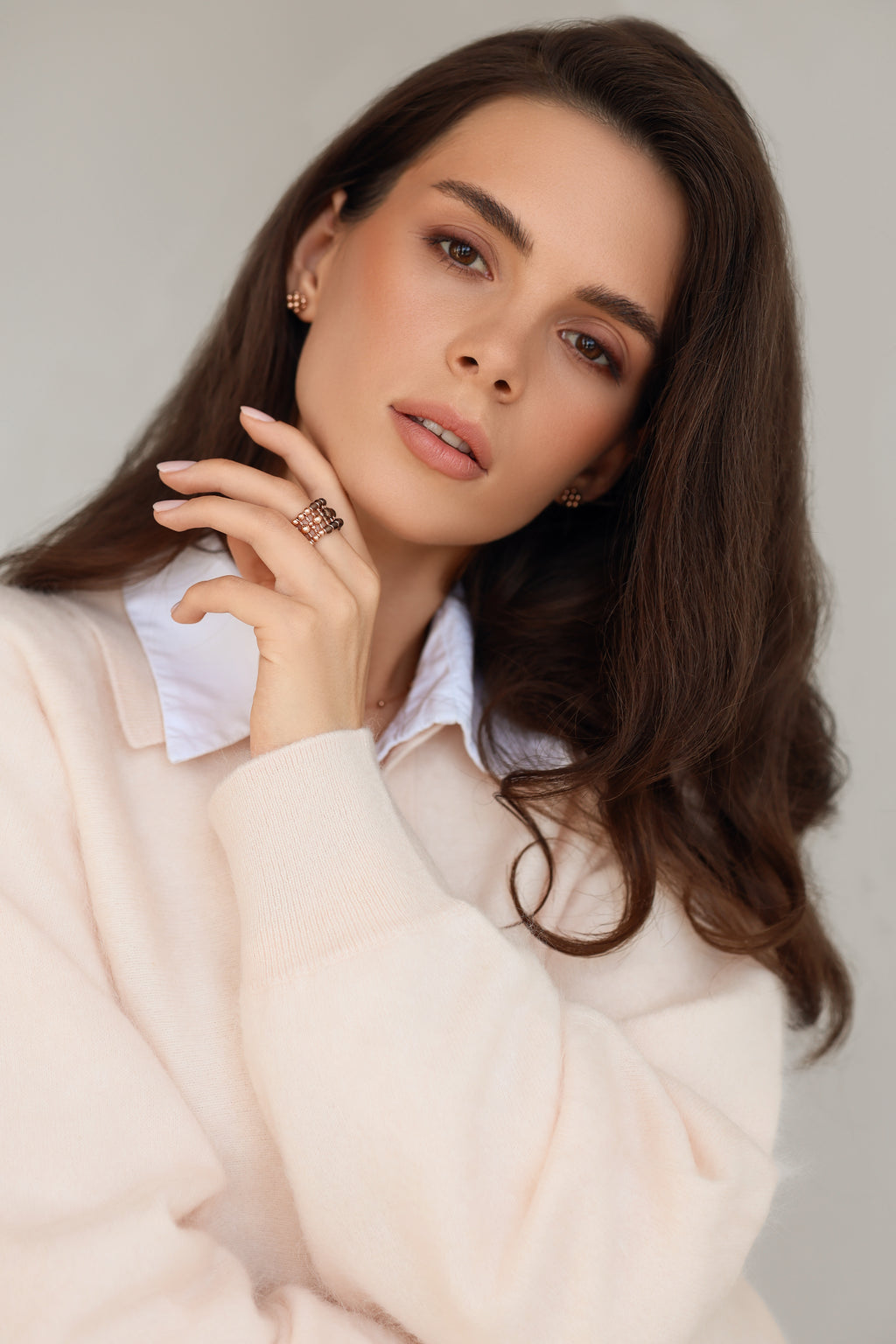 Rose gold-filled smoky quartz ring La Bague Duo