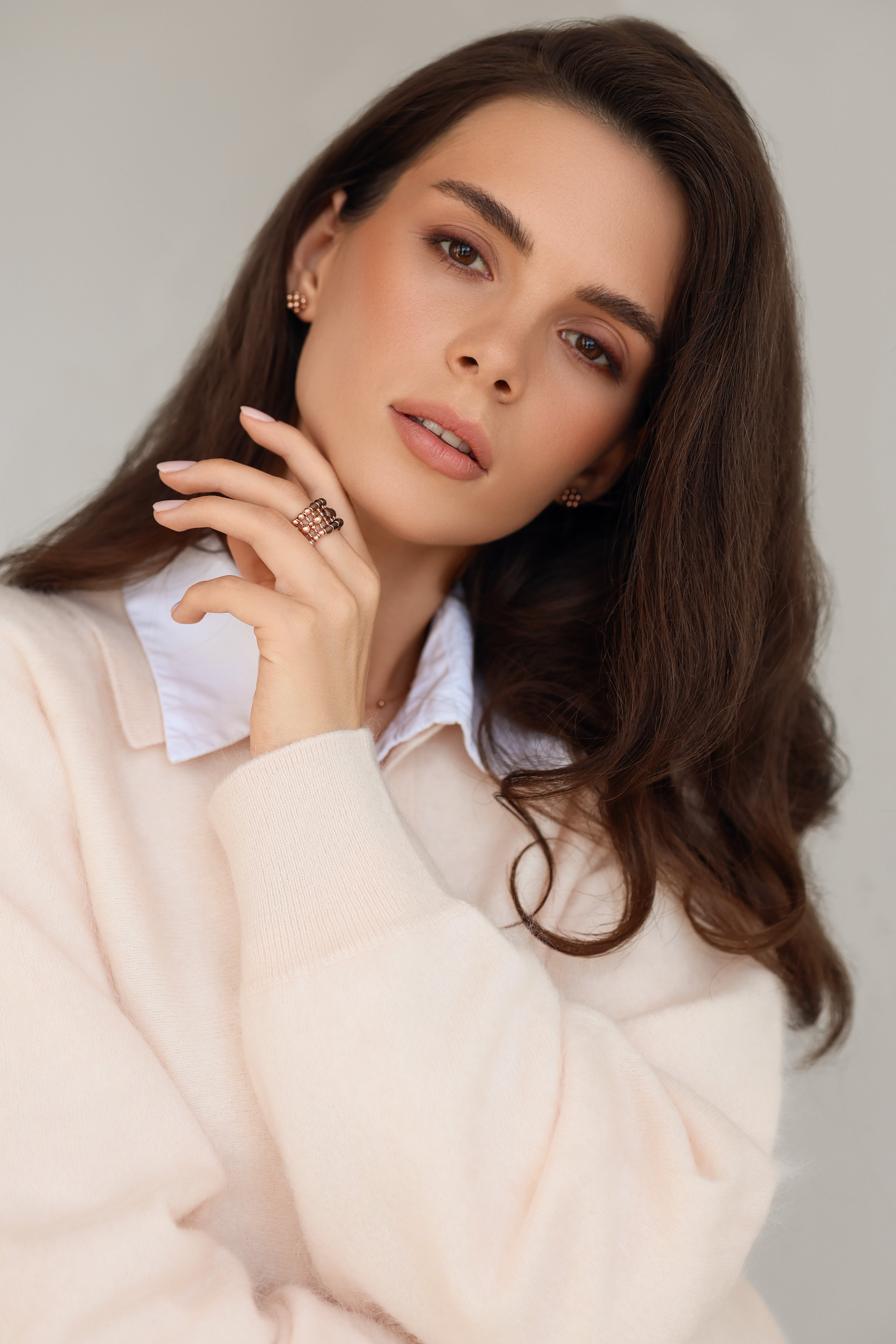 Rose gold-filled smoky quartz ring La Bague Duo