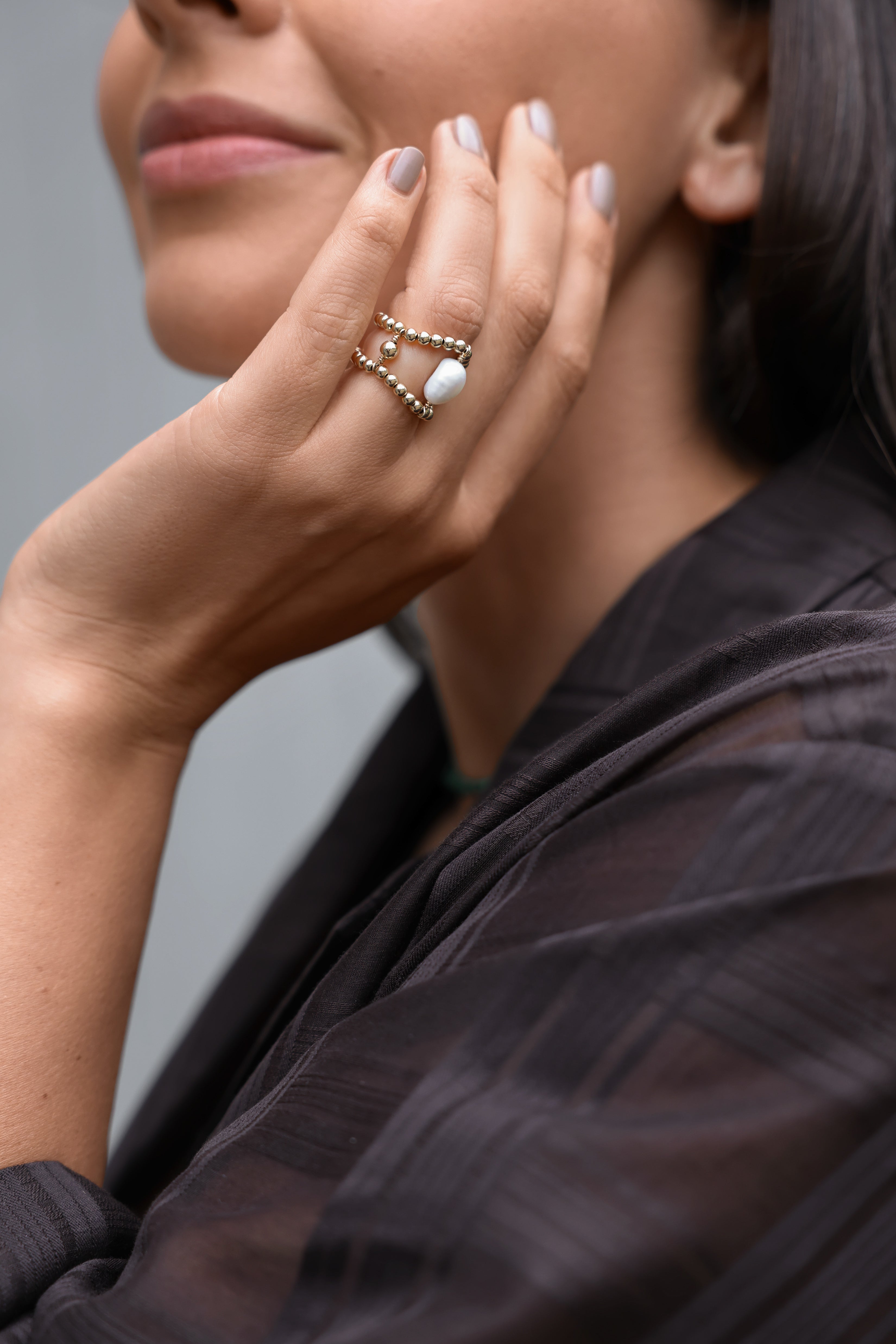 Gold-filled white freshwater pearl ring Pierre H
