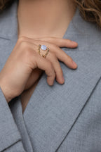 Gold-filled blue lace agate ring Pierre H