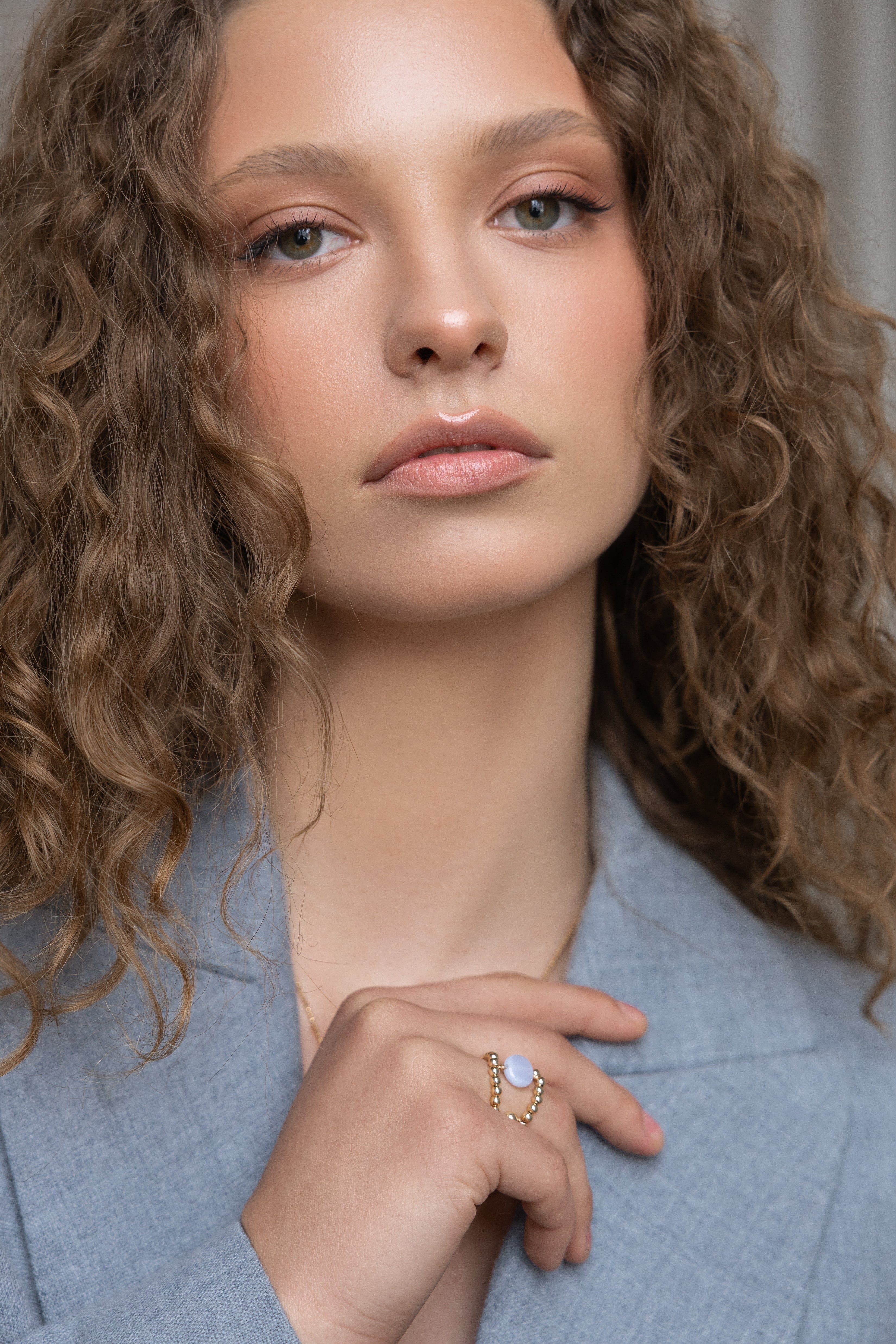 Gold-filled blue lace agate ring Pierre H