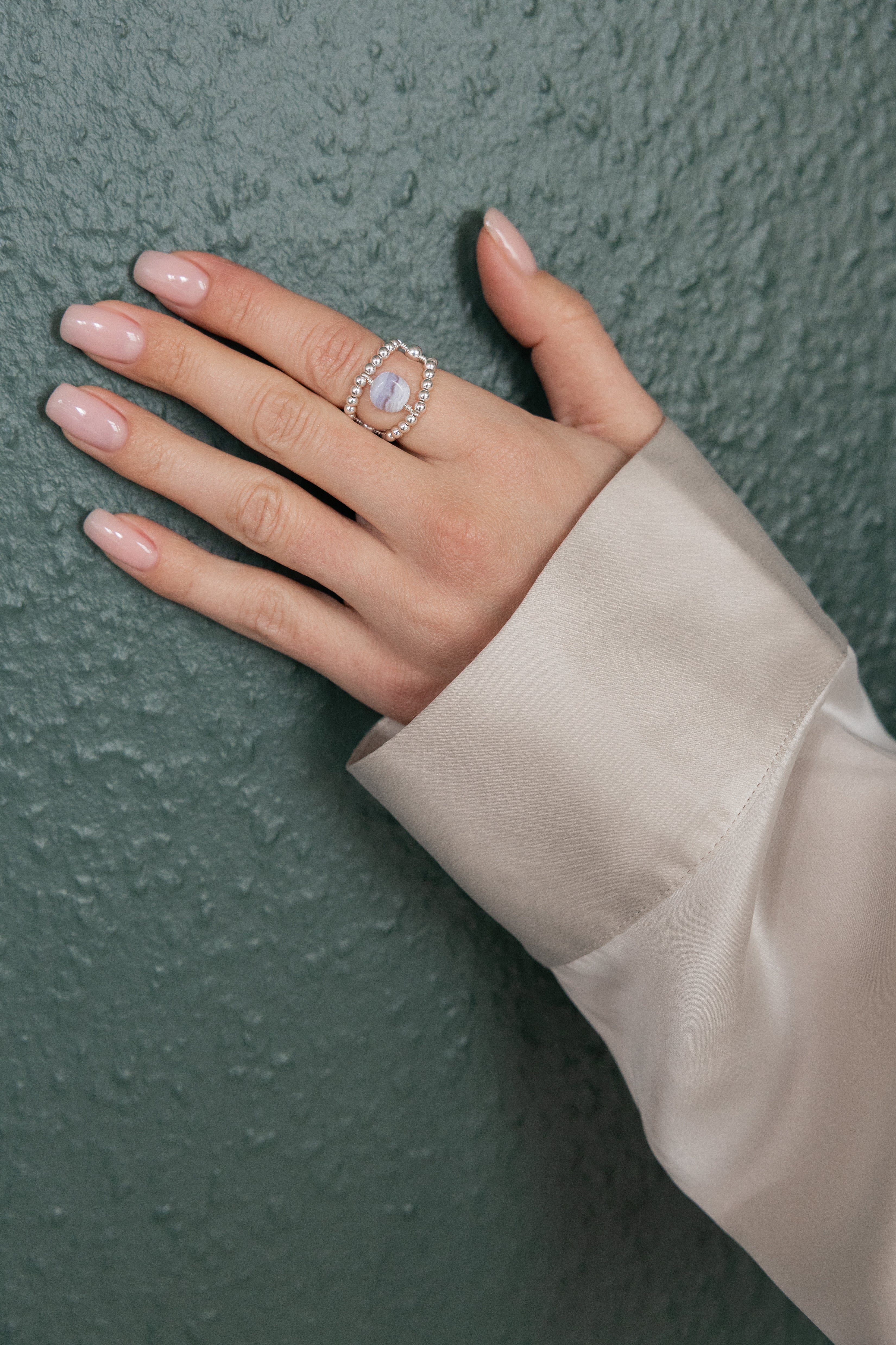 925 sterling silver blue lace agate ring Pierre H