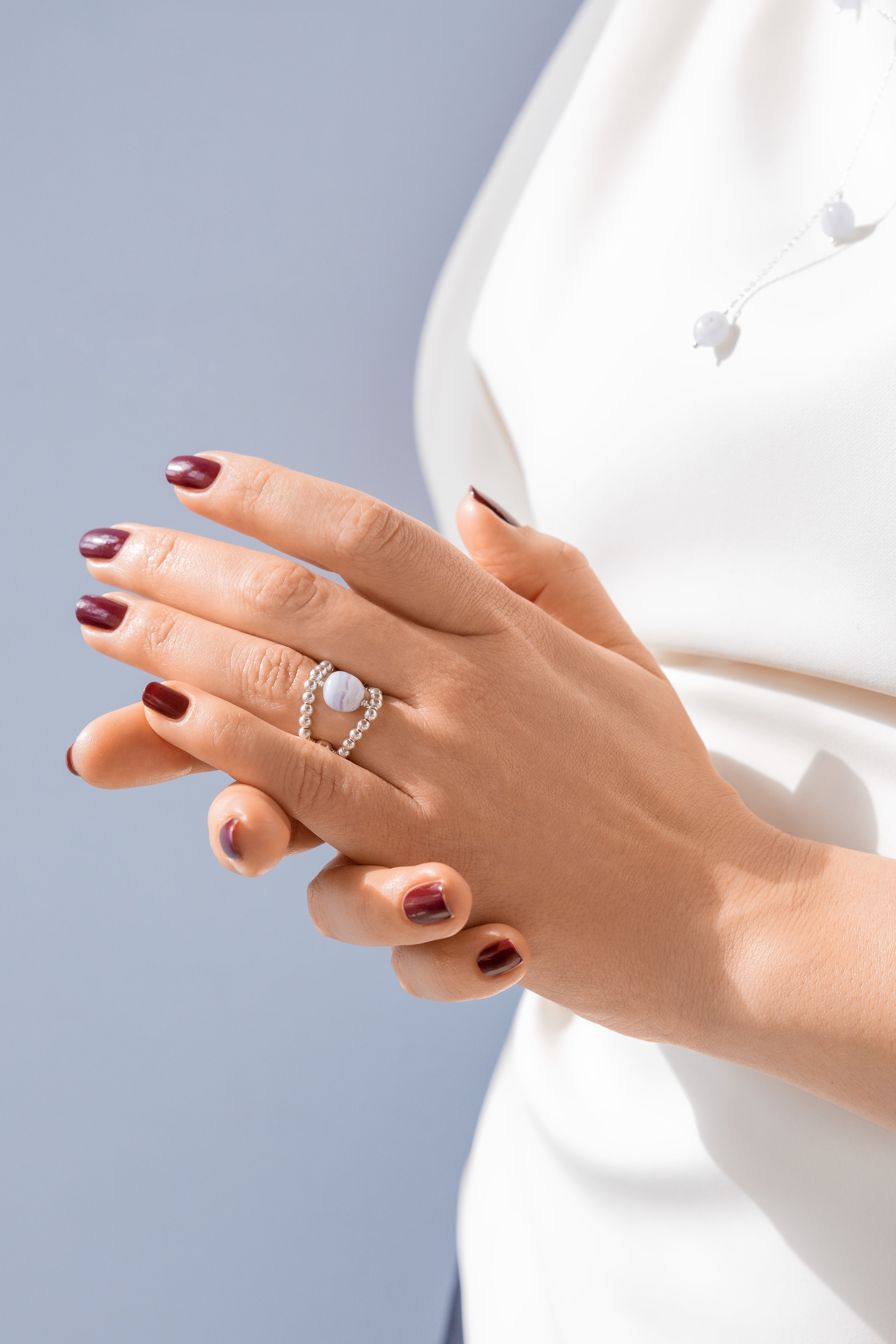 925 sterling silver blue lace agate ring Pierre H