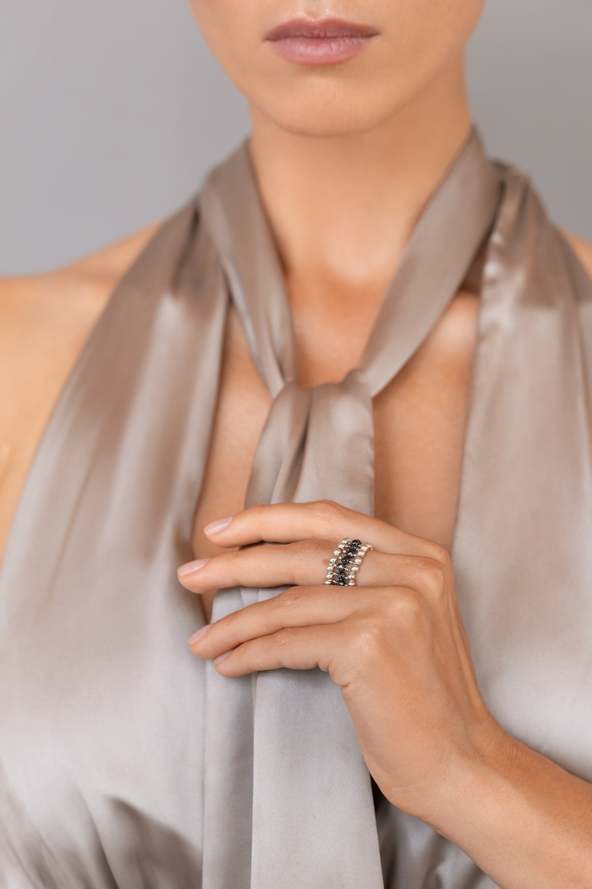 925 sterling silver hematite ring La Bague Nano