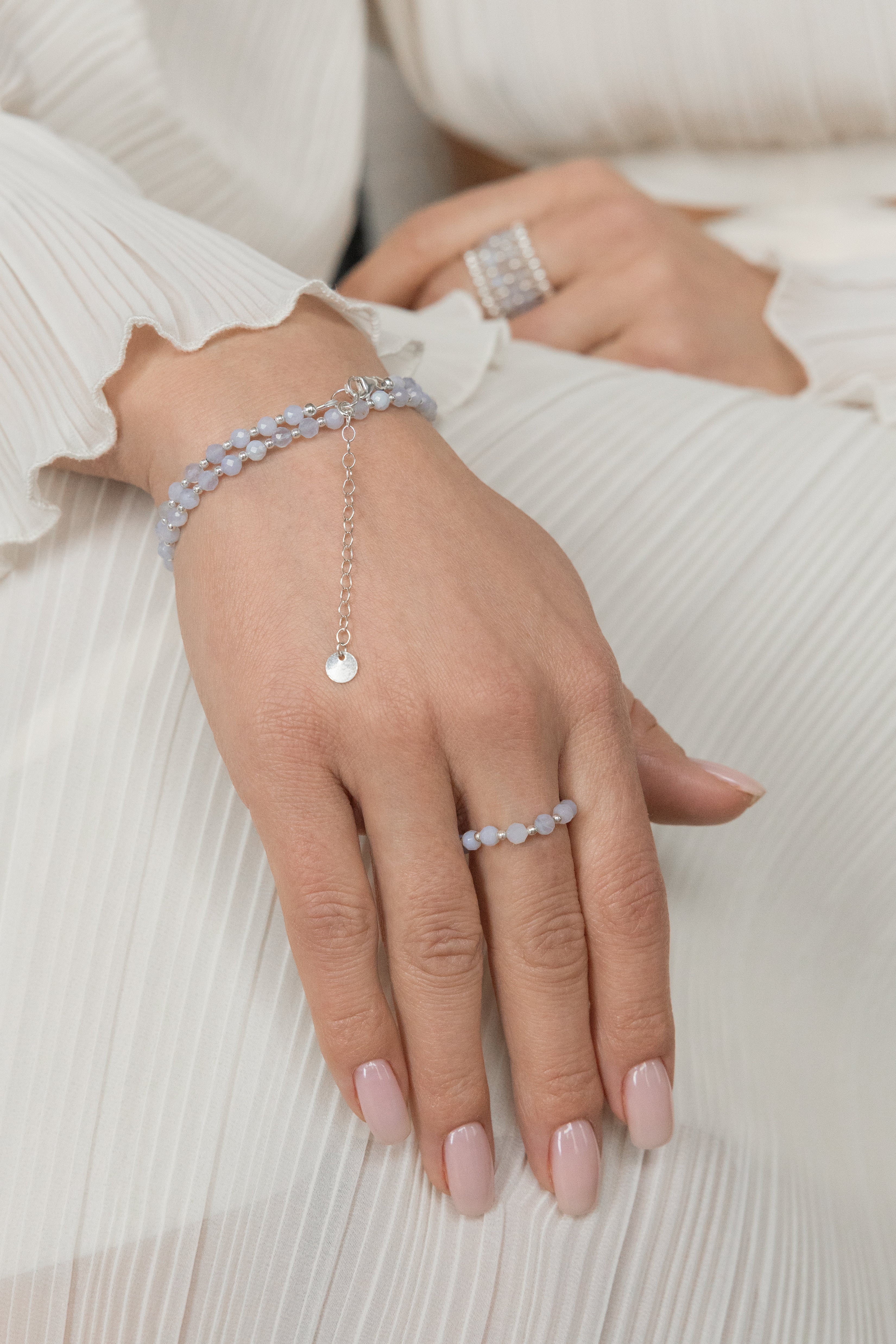 925 sterling silver blue lace agate choker Alternance