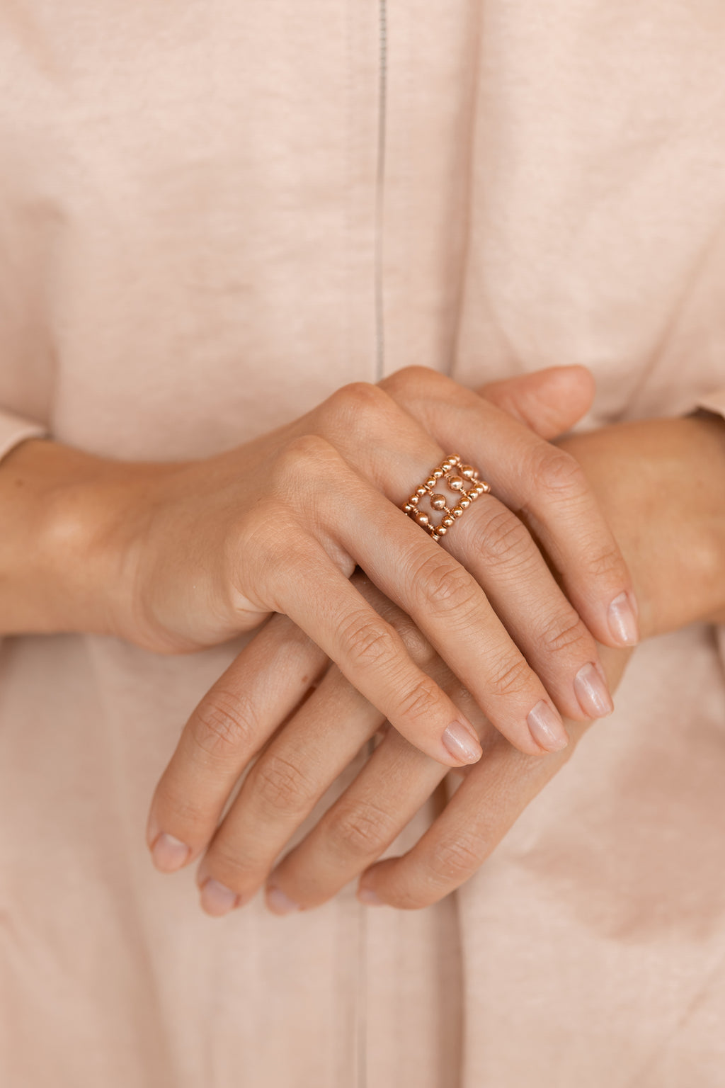Gredzens La Bague H - rozā apzeltījums gold-filled