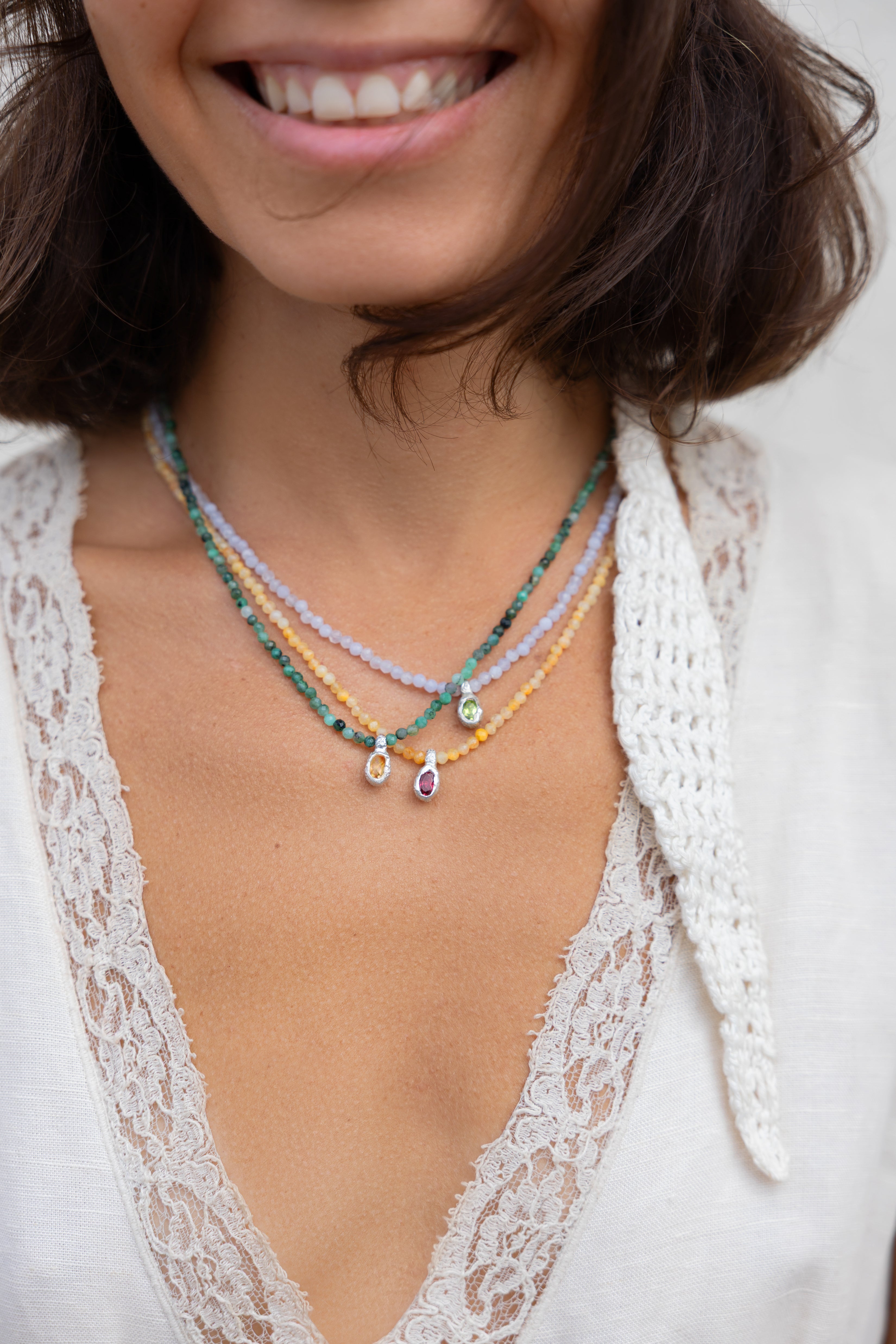 925 sterling silver citrine, garnet necklace L'Automne