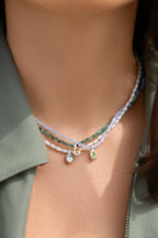 925 sterling silver freshwater pearl, blue topaz necklace L'Hiver
