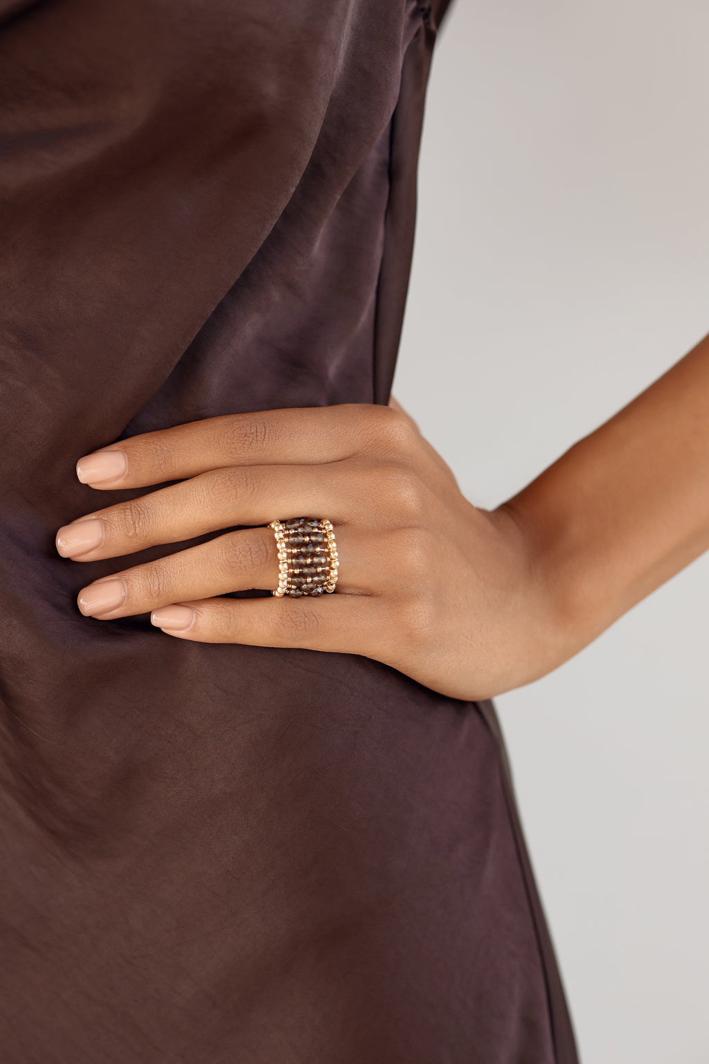 Gold-filled smoky quartz ring La Bague