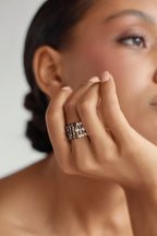 925 sterling silver smoky quartz ring La Bague Duo