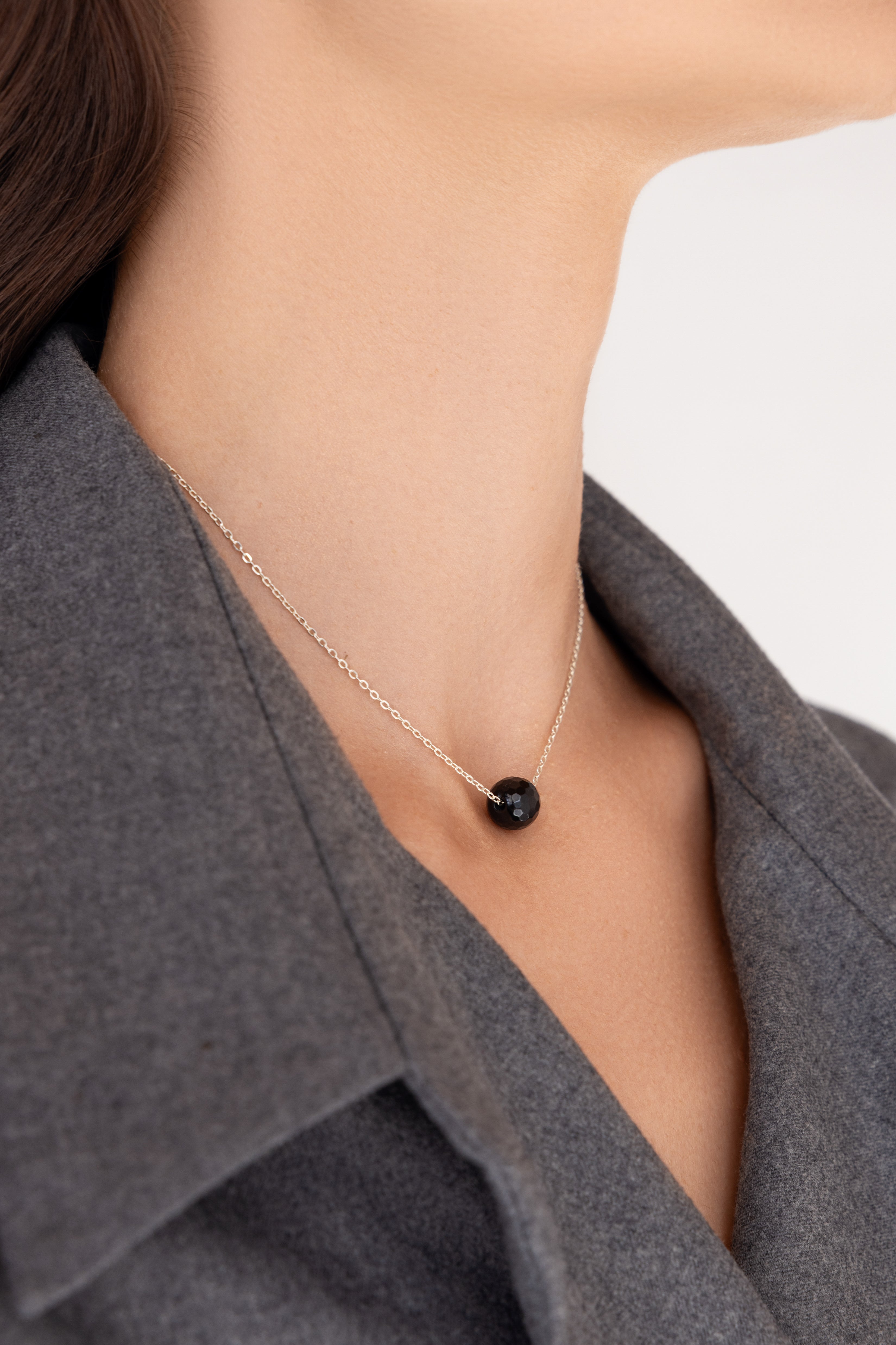 925 sterling silver black onyx necklace La Boule